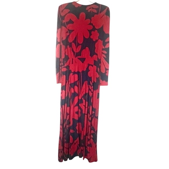 Boden Red and Navy Floral Abstract Print Midi Soft Jersey Dress. Size 8R - Picture 4 of 9